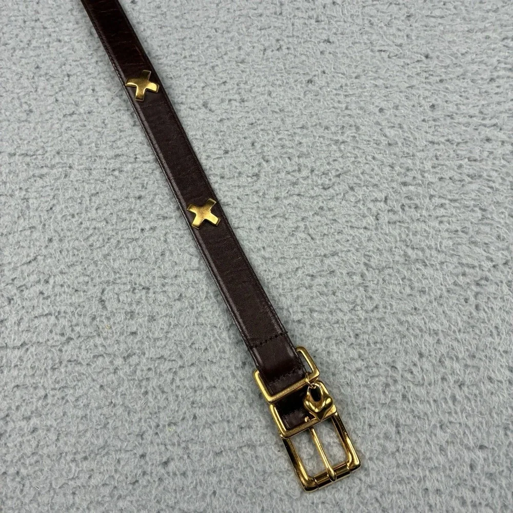 Robert Lee Morris Italian California Leather Belt Brown Gold Charm Women's Large